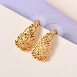 14K Yellow Gold Over Sterling Silver Openwork Earrings -Jewelry store 7510753 4