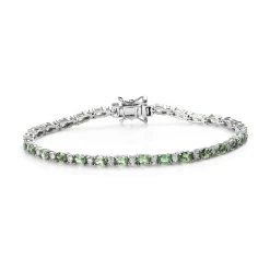 Premium Tsavorite Garnet And Moissanite Tennis Bracelet In Platinum Over Sterling Silver (7.25 In) 5.50 Ctw