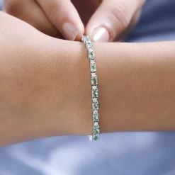 Premium Tsavorite Garnet And Moissanite Tennis Bracelet In Platinum Over Sterling Silver (7.25 In) 5.50 Ctw 9 Premium Tsavorite Garnet And Moissanite Tennis Bracelet In Platinum Over Sterling Silver (7.25 In) 5.50 Ctw -Jewelry store 7511026 2