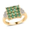 AAA Kagem Zambian Emerald And White Zircon Ring In Vermeil Yellow Gold Over Sterling Silver 0.90 Ctw -Jewelry store 7511468