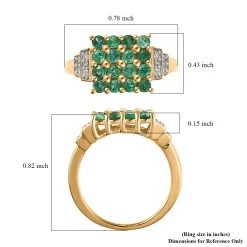 AAA Kagem Zambian Emerald And White Zircon Ring In Vermeil Yellow Gold Over Sterling Silver 0.90 Ctw -Jewelry store 7511468 5