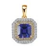 Iliana 18K Yellow Gold AAA Tanzanite And SI Natural Yellow And White Diamond Double Halo Pendant 1.90 Ctw -Jewelry store 7511715