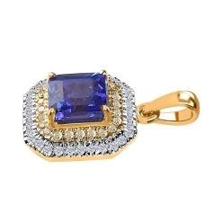 Iliana 18K Yellow Gold AAA Tanzanite And SI Natural Yellow And White Diamond Double Halo Pendant 1.90 Ctw 10 Iliana 18K Yellow Gold AAA Tanzanite And SI Natural Yellow And White Diamond Double Halo Pendant 1.90 Ctw -Jewelry store 7511715 3