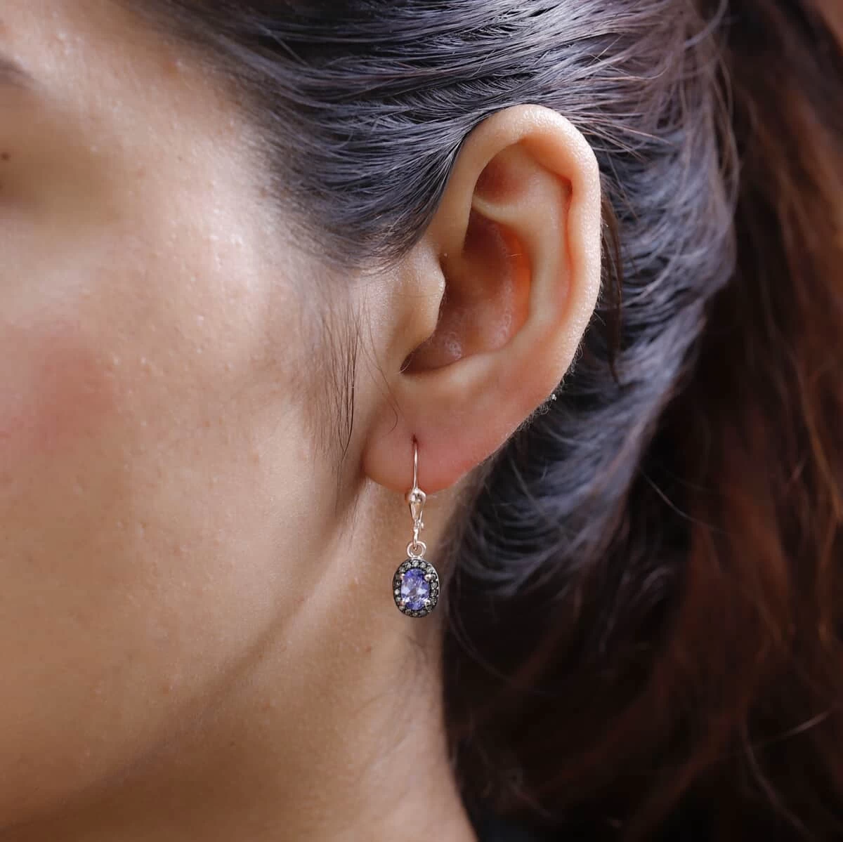 Tanzanite And Natural Champagne Diamond Lever Back Earrings In Vermeil Rose Gold Over Sterling Silver 1.00 Ctw 5 Tanzanite And Natural Champagne Diamond Lever Back Earrings In Vermeil Rose Gold Over Sterling Silver 1.00 Ctw - Image 3