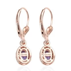 Tanzanite And Natural Champagne Diamond Lever Back Earrings In Vermeil Rose Gold Over Sterling Silver 1.00 Ctw 10 Tanzanite And Natural Champagne Diamond Lever Back Earrings In Vermeil Rose Gold Over Sterling Silver 1.00 Ctw -Jewelry store 7511805 3