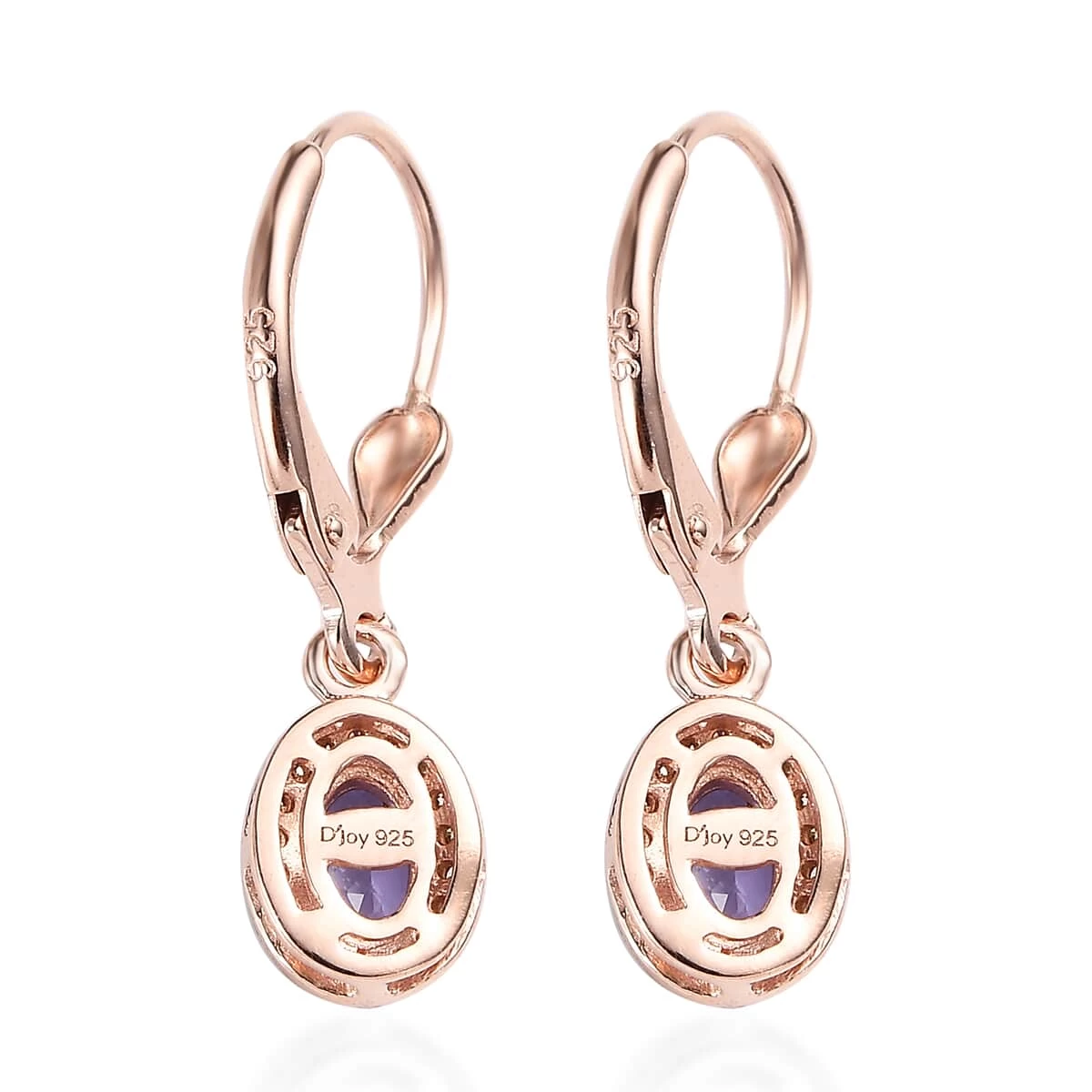 Tanzanite And Natural Champagne Diamond Lever Back Earrings In Vermeil Rose Gold Over Sterling Silver 1.00 Ctw 6 Tanzanite And Natural Champagne Diamond Lever Back Earrings In Vermeil Rose Gold Over Sterling Silver 1.00 Ctw - Image 4