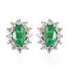 AAA Kagem Zambian Emerald And Moissanite Sunburst Stud Earrings In Vermeil Yellow Gold Over Sterling Silver 0.75 Ctw