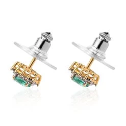 AAA Kagem Zambian Emerald And Moissanite Sunburst Stud Earrings In Vermeil Yellow Gold Over Sterling Silver 0.75 Ctw -Jewelry store 7511851 3