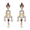 Ethiopian Welo Opal And Multi Gemstone Floral Chandelier Earrings In Vermeil Yellow Gold Over Sterling Silver 5.75 Ctw -Jewelry store 7512254