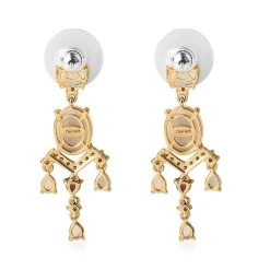 Ethiopian Welo Opal And Multi Gemstone Floral Chandelier Earrings In Vermeil Yellow Gold Over Sterling Silver 5.75 Ctw -Jewelry store 7512254 3