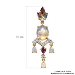 Ethiopian Welo Opal And Multi Gemstone Floral Chandelier Earrings In Vermeil Yellow Gold Over Sterling Silver 5.75 Ctw -Jewelry store 7512254 4