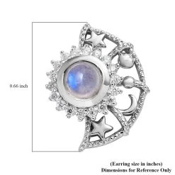 Premium Rainbow Moonstone, Moissanite Celestial Sun, Moon, And Stars Statement Earrings In Platinum Over Sterling Silver 1.60 Ctw -Jewelry store 7512277 5