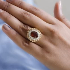 Tangerine Kyanite And Multi Gemstone Double Halo Ring In Vermeil Yellow Gold Over Sterling Silver 5.25 Ctw -Jewelry store 7512354 2