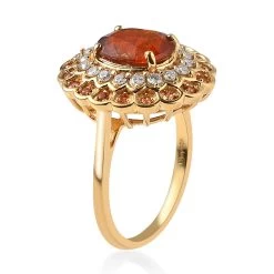 Tangerine Kyanite And Multi Gemstone Double Halo Ring In Vermeil Yellow Gold Over Sterling Silver 5.25 Ctw -Jewelry store 7512354 3