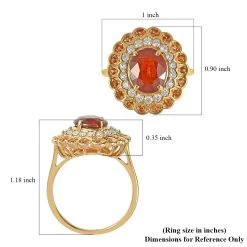 Tangerine Kyanite And Multi Gemstone Double Halo Ring In Vermeil Yellow Gold Over Sterling Silver 5.25 Ctw -Jewelry store 7512354 5