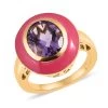 Doorbuster Rose De France Amethyst Solitaire Pink Enameled Ring In Vermeil Yellow Gold Over Sterling Silver 3.25 Ctw 2 Doorbuster Rose De France Amethyst Solitaire Pink Enameled Ring In Vermeil Yellow Gold Over Sterling Silver 3.25 Ctw -Jewelry store 7512444