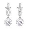 Lustro Stella Finest CZ Dangle Earrings In Platinum Over Sterling Silver 3.15 Ctw -Jewelry store 7512732