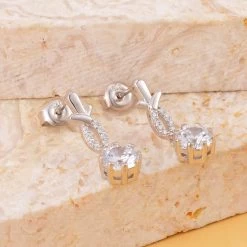 Lustro Stella Finest CZ Dangle Earrings In Platinum Over Sterling Silver 3.15 Ctw -Jewelry store 7512732 1