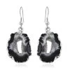Black Geode Slice Earrings In Silvertone 28.80 Ctw -Jewelry store 7513500