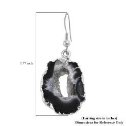 Black Geode Slice Earrings In Silvertone 28.80 Ctw -Jewelry store 7513500 4