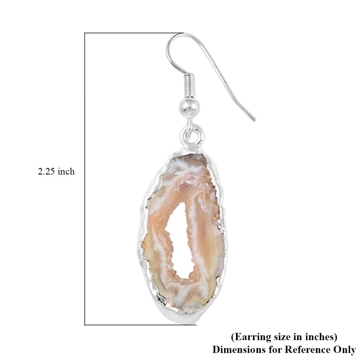 Pink Geode Slice Earrings In Silvertone 28.80 Ctw 7 Pink Geode Slice Earrings In Silvertone 28.80 Ctw - Image 5