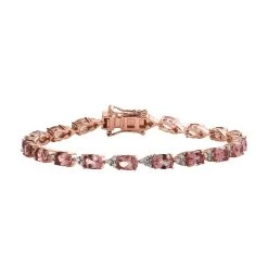 Red Rose Apatite And Moissanite Bracelet In Vermeil Rose Gold Over Sterling Silver (7.25 In) 10.75 Ctw