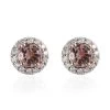 Red Rose Apatite And Moissanite Halo Stud Earrings In Vermeil Rose Gold Over Sterling Silver 0.90 Ctw -Jewelry store 7514001