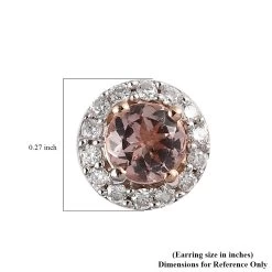 Red Rose Apatite And Moissanite Halo Stud Earrings In Vermeil Rose Gold Over Sterling Silver 0.90 Ctw -Jewelry store 7514001 4