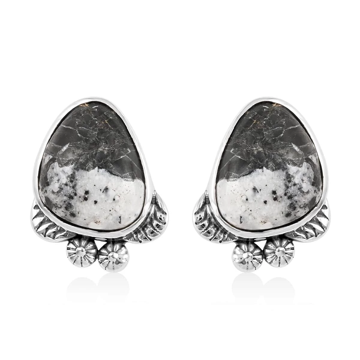 Artisan Crafted White Buffalo Earrings In Sterling Silver 9.00 Ctw 3 Artisan Crafted White Buffalo Earrings In Sterling Silver 9.00 Ctw