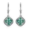 AAA Kagem Zambian Emerald And White Zircon Lever Back Earrings In Platinum Over Sterling Silver 1.75 Ctw -Jewelry store 7515006