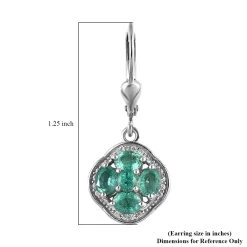AAA Kagem Zambian Emerald And White Zircon Lever Back Earrings In Platinum Over Sterling Silver 1.75 Ctw -Jewelry store 7515006 4