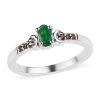 AAA Kagem Zambian Emerald And Brown Zircon Ring In Platinum Over Sterling Silver 0.30 Ctw -Jewelry store 7515028