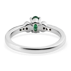 AAA Kagem Zambian Emerald And Brown Zircon Ring In Platinum Over Sterling Silver 0.30 Ctw -Jewelry store 7515028 4