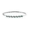 AAA Kagem Zambian Emerald And White Zircon Bangle Bracelet In Platinum Over Sterling Silver (7.25 In) 1.35 Ctw