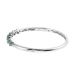 AAA Kagem Zambian Emerald And White Zircon Bangle Bracelet In Platinum Over Sterling Silver (7.25 In) 1.35 Ctw 11 AAA Kagem Zambian Emerald And White Zircon Bangle Bracelet In Platinum Over Sterling Silver (7.25 In) 1.35 Ctw -Jewelry store 7515057 3