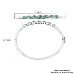 AAA Kagem Zambian Emerald And White Zircon Bangle Bracelet In Platinum Over Sterling Silver (7.25 In) 1.35 Ctw 13 AAA Kagem Zambian Emerald And White Zircon Bangle Bracelet In Platinum Over Sterling Silver (7.25 In) 1.35 Ctw -Jewelry store 7515057 5