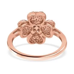 Natural Pink And White Diamond Four Leaf Clover Ring In Vermeil Rose Gold Over Sterling Silver 0.50 Ctw -Jewelry store 7515156 4