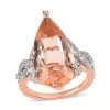 Morganique Quartz (Triplet) And White Zircon Fancy Ring In Vermeil Rose Gold Over Sterling Silver 12.00 Ctw -Jewelry store 7515450