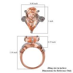 Morganique Quartz (Triplet) And White Zircon Fancy Ring In Vermeil Rose Gold Over Sterling Silver 12.00 Ctw -Jewelry store 7515450 5