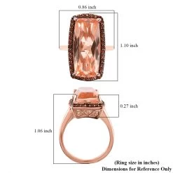 Morganique Quartz (Triplet) And Coffee Zircon Halo Ring In Vermeil Rose Gold Over Sterling Silver 13.15 Ctw -Jewelry store 7515472 5