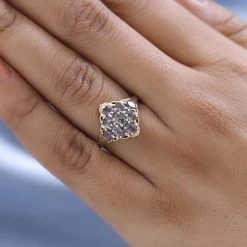 Bekily Color Change Garnet Cluster Ring In Vermeil Yellow Gold And Platinum Over Sterling Silver 1.85 Ctw -Jewelry store 7515720 2