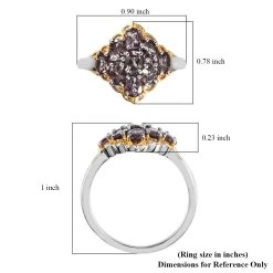 Bekily Color Change Garnet Cluster Ring In Vermeil Yellow Gold And Platinum Over Sterling Silver 1.85 Ctw -Jewelry store 7515720 5
