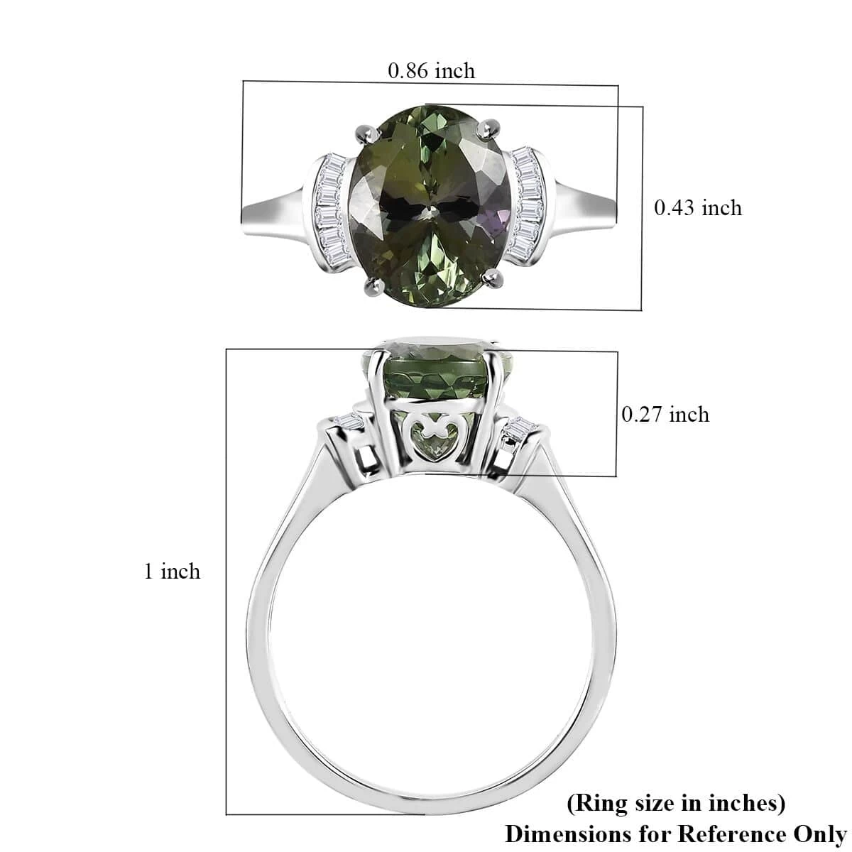 Luxoro 10K White Gold Premium Green Tanzanite And G-H I3 Diamond Ring 3.25 Ctw (Del. In 5-7 Days) 8 Luxoro 10K White Gold Premium Green Tanzanite And G-H I3 Diamond Ring 3.25 Ctw (Del. In 5-7 Days) - Image 6