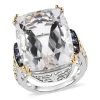 White Crystal And Tanzanite Ring In Vermeil YG And Platinum Over Sterling Silver 0.35 Ctw 2 White Crystal And Tanzanite Ring In Vermeil YG And Platinum Over Sterling Silver 0.35 Ctw -Jewelry store 7516323
