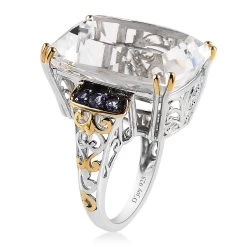 White Crystal And Tanzanite Ring In Vermeil YG And Platinum Over Sterling Silver 0.35 Ctw -Jewelry store 7516323 3