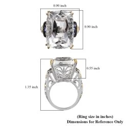 White Crystal And Tanzanite Ring In Vermeil YG And Platinum Over Sterling Silver 0.35 Ctw -Jewelry store 7516323 5