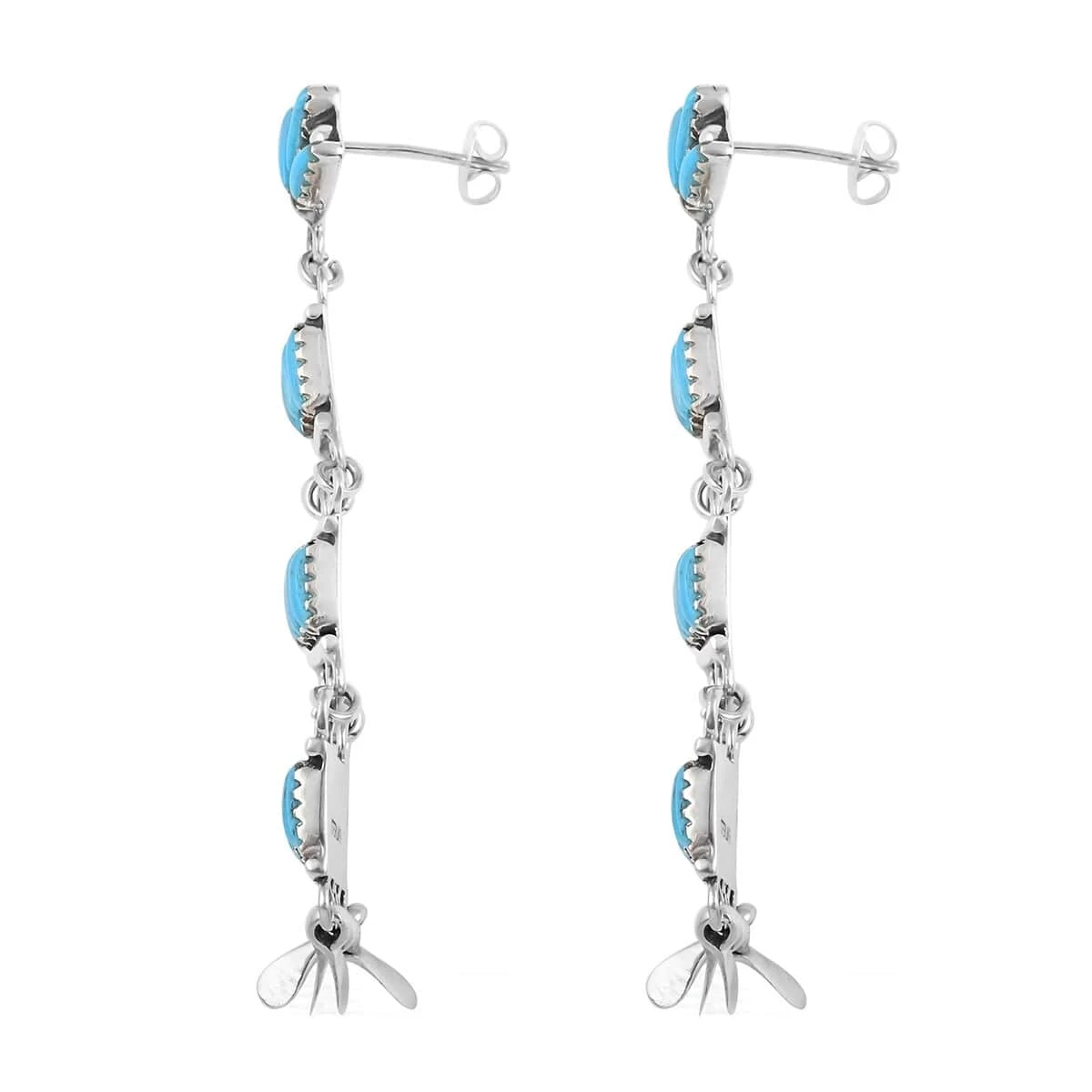 Santa Fe Style Kingman Turquoise Earrings In Sterling Silver 48.00 Ctw 6 Santa Fe Style Kingman Turquoise Earrings In Sterling Silver 48.00 Ctw - Image 4
