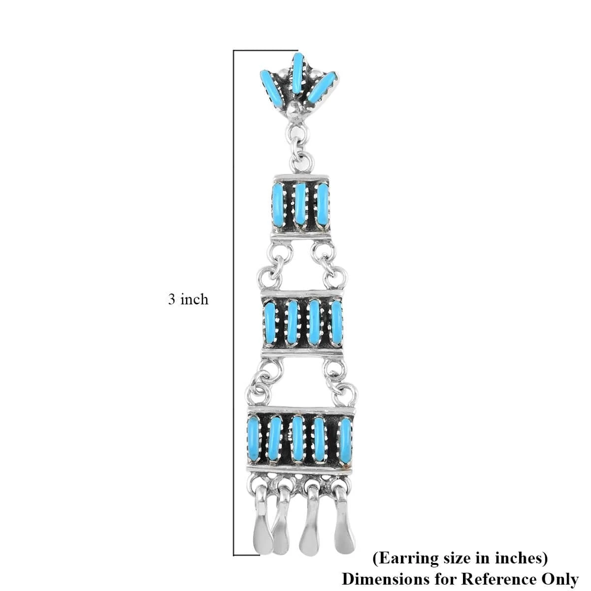 Santa Fe Style Kingman Turquoise Earrings In Sterling Silver 48.00 Ctw 7 Santa Fe Style Kingman Turquoise Earrings In Sterling Silver 48.00 Ctw - Image 5