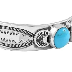 Santa Fe Style Kingman Turquoise Bracelet In Sterling Silver 19.35 Ctw -Jewelry store 7516510 3