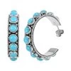 Santa Fe Style Kingman Turquoise Earrings In Sterling Silver 19.20 Ctw -Jewelry store 7516517